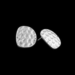 asymmetric oval, hammered stud earrings