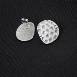 asymmetric oval, hammered stud earrings