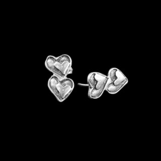 double Heart stud earrings, 2x1 cm