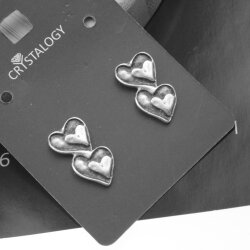 double Heart stud earrings, 2x1 cm