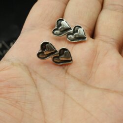 double Heart stud earrings, 2x1 cm