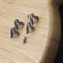 double Heart stud earrings, 2x1 cm