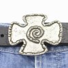 Cross Belt Buckle emblem, vintage Antique silver