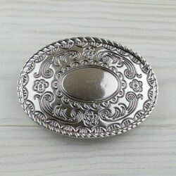 oval floral, Antique silver