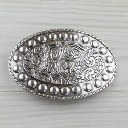 Flower tendrils Wiesn traditionalal costume Belt Buckle, Antique silver