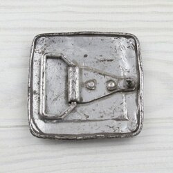 Destroyed Look Belt Buckle, Antique silver