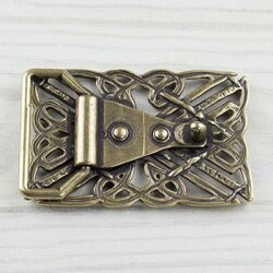 Celtic Look Belt Buckle, Heart knot, Antique brass