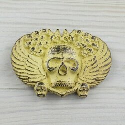 Skull, Deaths head with wings, vintage yellow
