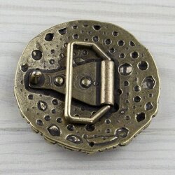 Burling bubbles Belt Buckle, waffle round, Antique brass