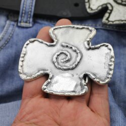 Cross Belt Buckle emblem, Antique silver