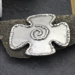 Cross Belt Buckle emblem, Antique silver