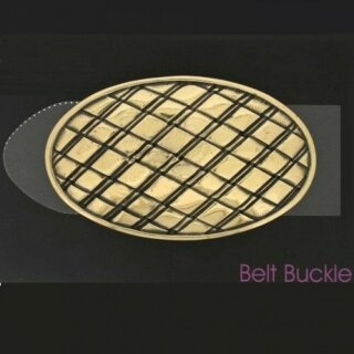 oval grid patterned, Antique brass