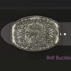 Floral Belt Buckle classic Ornament, vintage Antique silver