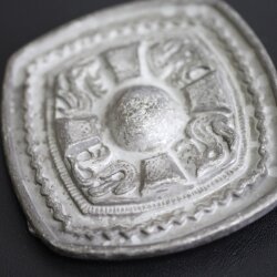 Cross Belt Buckle emblem, vintage Antique silver