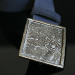 Gingko Leaf Belt Buckle, vintage Antique silver