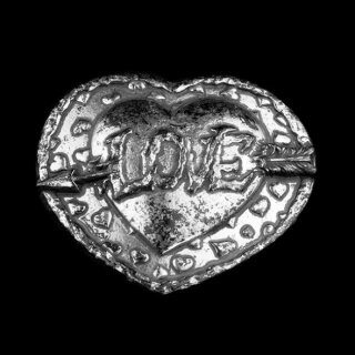 Heart Love Belt Buckle, vintage Antique silver