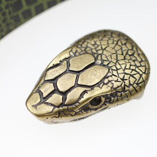 Schlangenkopf Gürtelschnalle, altmessing, 7,5x5,0 cm mit...