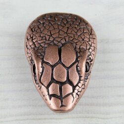 Schlangenkopf Gürtelschnalle, altkupfer, 7,5x5,0 cm mit Siam Kristall