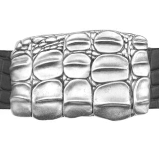 Croco Look Belt Buckle, Antique silver, 9*6 cm