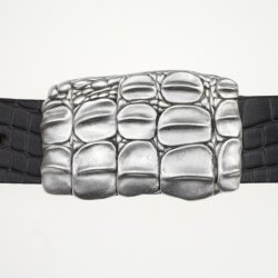 Croco Look Belt Buckle, Antique silver, 9*6 cm