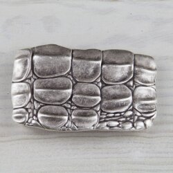 Croco Look Gürtelschnalle, altsilber, 9x6 cm