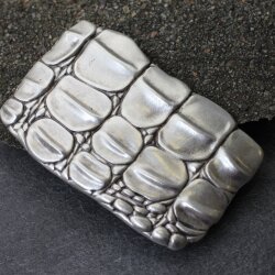 Croco Look Gürtelschnalle, altsilber, 9x6 cm