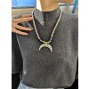 Halfmoon Necklace with metal Beads, width Moon: 5,5 cm, Beads: 8 mm