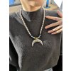 Halfmoon Necklace with metal Beads, width Moon: 5,5 cm, Beads: 8 mm