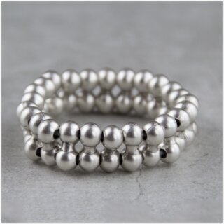 Double-rowed Bracelet with round Beads and Elastic band