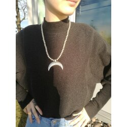 Halbmond Kette mit Metall Perlen, Breite Mond: 5,5 cm,...