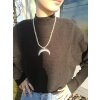 Halfmoon Necklace with metal Beads, width Moon: 5,5 cm, Beads: 4 mm