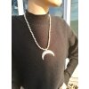 Halfmoon Necklace with metal Beads, width Moon: 5,5 cm, Beads: 4 mm