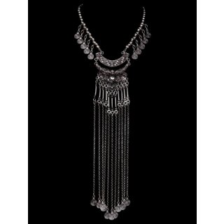 Oriental Look, Boho style Necklace with long metal elements