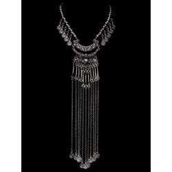 Oriental Look, Boho style Necklace with long metal elements