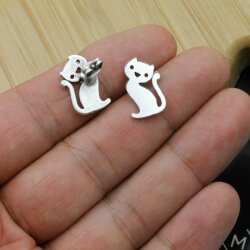 Cat Stud earrings, Minimalist earrings