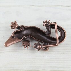 Belt Buckle Gecko, Antique copper, 12*6 cm