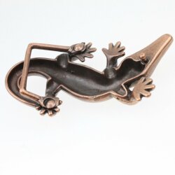 Gecko Gürtelschnalle, altkupfer, 12x6 cm