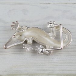 Belt Buckle Gecko, Antique silver, 12*6 cm