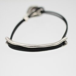 Leather bracelet with metal elements, Simple, unisex