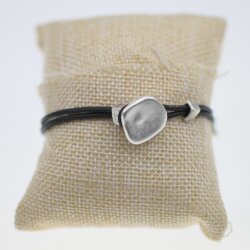 Leather bracelet with metal elements, Simple, unisex