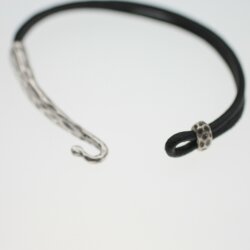 Leather bracelet with metal elements, unisex