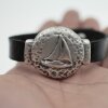 Leather bracelet with metal element Sailboat, Maritime