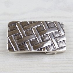 Grid patterned Belt Buckle, Antique silver