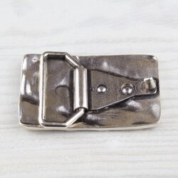 Grid patterned Belt Buckle, Antique silver