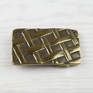 Grid patterned Belt Buckle, Antique brass