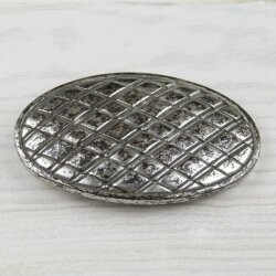 oval grid patterned, vintage Antique silver