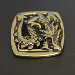 Asian dragon Belt Buckle, Antique brass