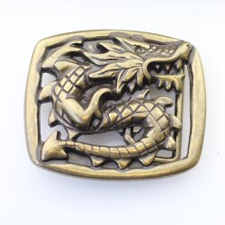 Asian dragon Belt Buckle, Antique brass