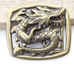 Asian dragon Belt Buckle, Antique brass