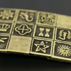 Dragonfly, crown, pentagram, bones, Gecko Belt Buckle, Antique brass